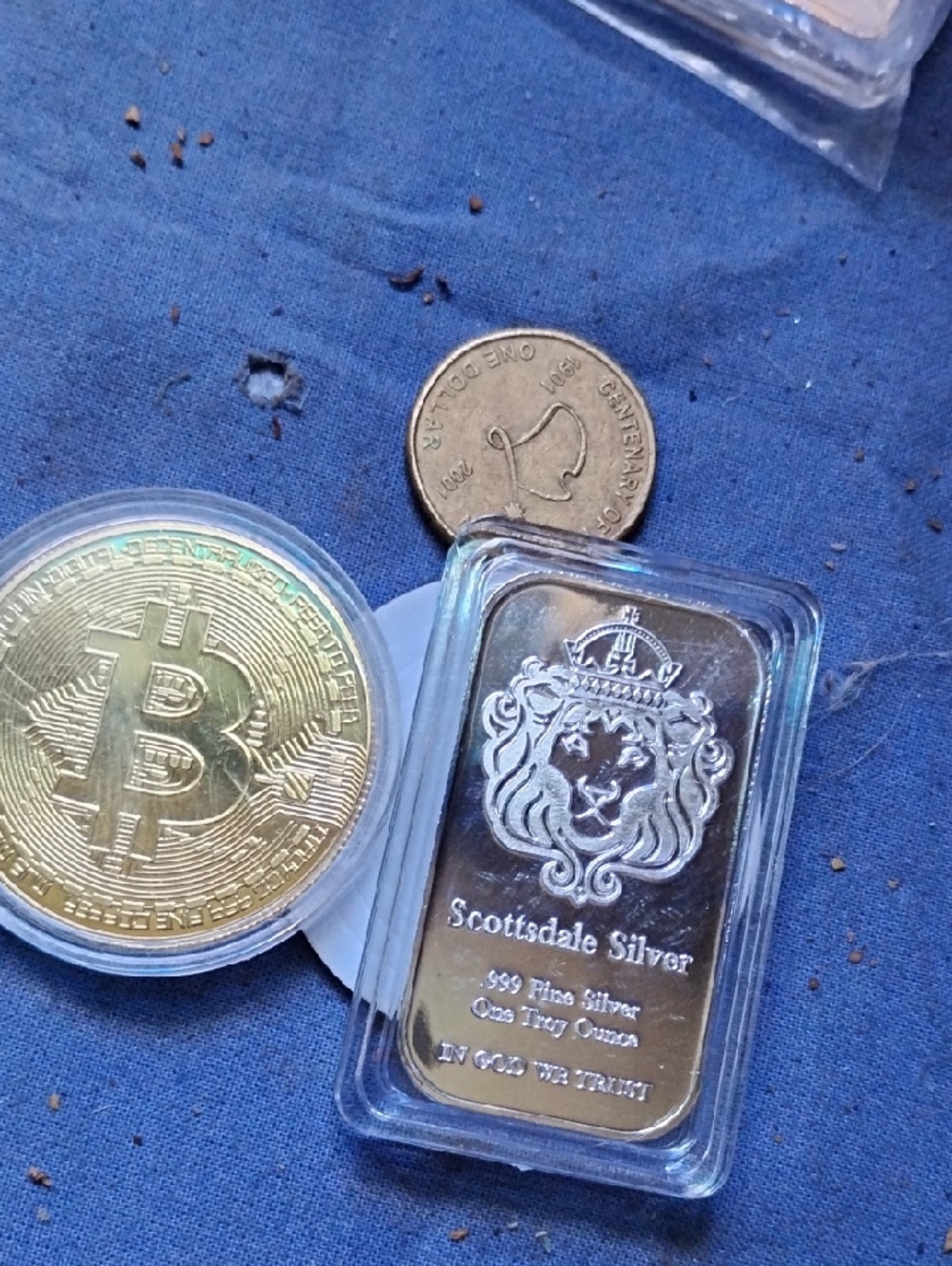 Scottsdale Silver 1 oz .999 Fine Silver Plated Bullion Bar& Golden Bitco- Silver